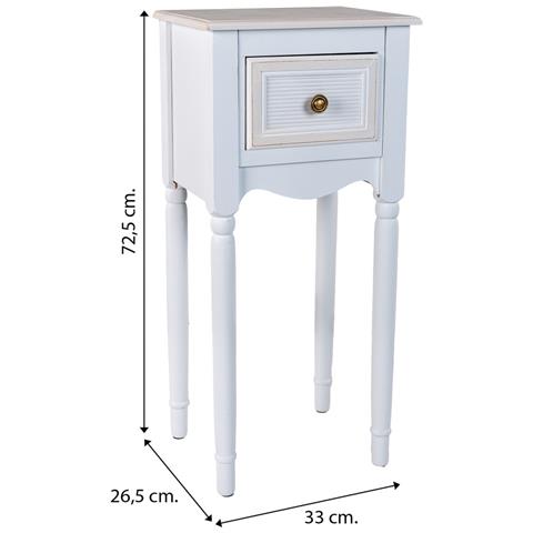 Comodino In Legno Bianco 33 X 26,5 X 72,5 - Foto 8