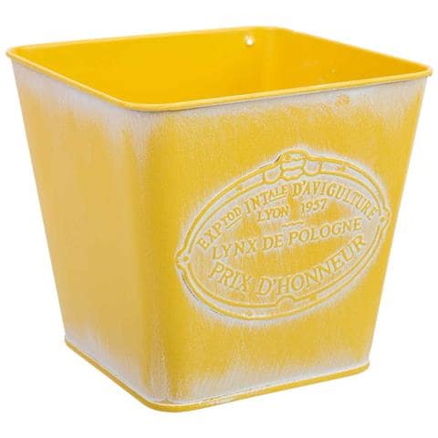 Cestino Giallo In Metallo 14,5x13x10,5 - Foto 1