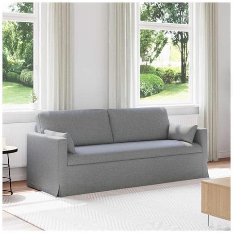 Divano Grigio chiaro 198 x 78 x 80 cm Tessuto - Foto 2
