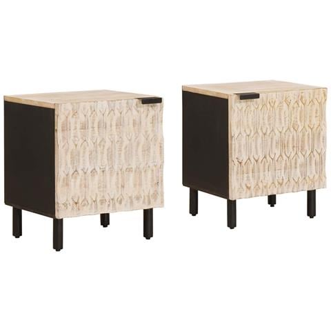 Armadio da Notte 2 pcs Bianco 40 x 33 x 46 cm - Foto 1