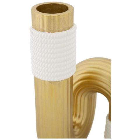 Vaso Bann Oro E Bianco In Resina Dal Profilo Contemporaneo - Foto 2