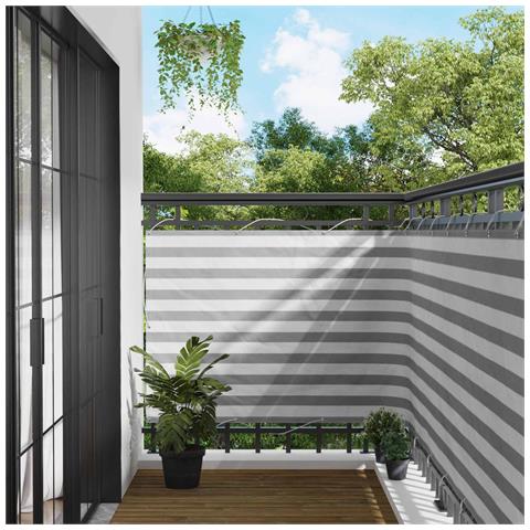 Schermo da balcone Grigio chiaro e bianco 120 x 400 cm - Foto 2