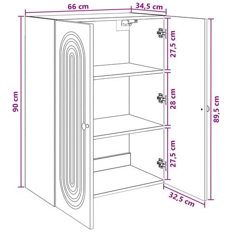 Mobiletto a muro Grigio Cemento 66 x 34,5 x 90 cm - Foto 7