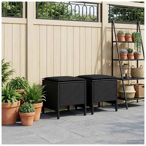 Poggiapiedi da Giardino 2 Pezzo Nero 38 x 38 x 45 cm - Foto 2