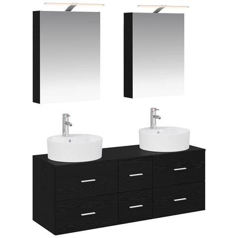 Set di mobili per il bagno 5 pcs Rovere Nero - Foto 1