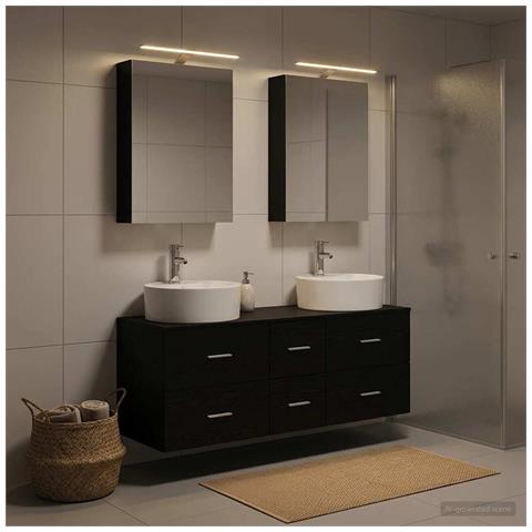 Set di mobili per il bagno 5 pcs Rovere Nero - Foto 2