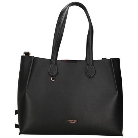 Borsa Shopping Bicolor Logo Nero /Cherry Wood - Foto 1