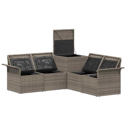 Set di divani 5 pz Grigio e Blu Navy Rattan sintetico e Acciaio - Foto 10