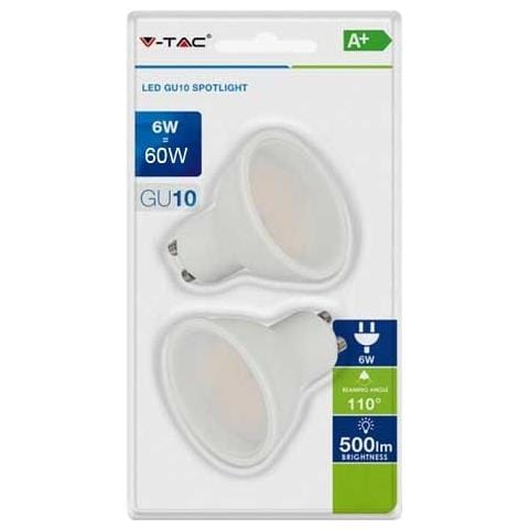 Vt-2107 Duo Blister Pack Lampadine Spot Led 6w Gu10 Bianco Freddo 6400k - Sku 7305 - Foto 1