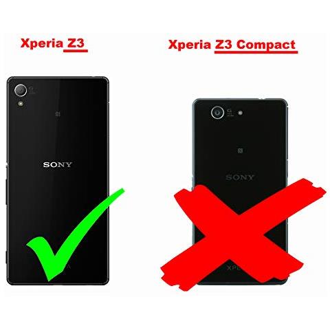 Custodia Compatibile Con Sony Xperia Z3 In Blu Scuro Nero - Coperchio Protettiva Con Chiusura Magnetica, Funzione Stand E Tasca Per Le Carte - Foto 2