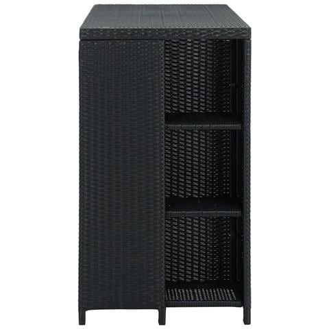 Tavolo Da Bar Con Ripiani Nero 120x60x110 Cm In Polyrattan - Foto 2