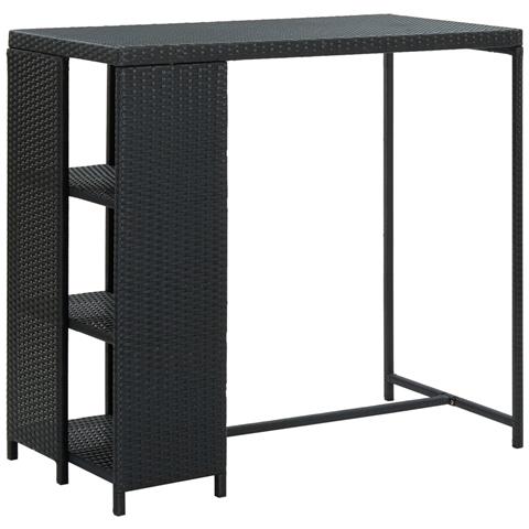 Tavolo Da Bar Con Ripiani Nero 120x60x110 Cm In Polyrattan - Foto 1