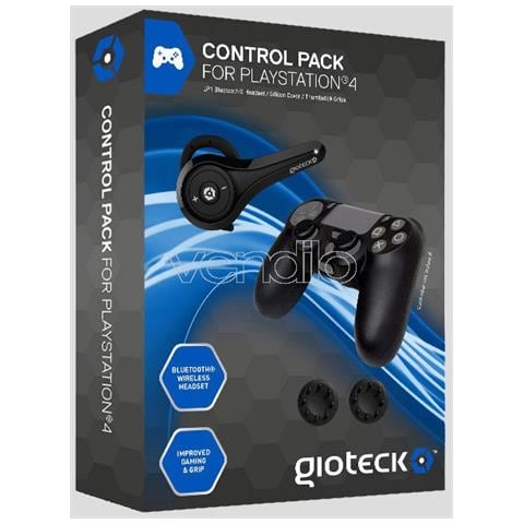 Control Pack con Auricolare Bluetooth Gommini Antiscivolo e Cover x Controller PS4 - Nero - Foto 2