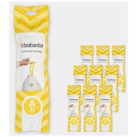 10 Rotoli Da 20 Sacchi Per La Spazzatura Perfectfit Code A 3l - Bianco - Foto 1