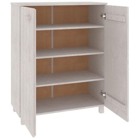 Scarpiera Bianca 85x40x108 Cm In Legno Massello Di Pino - Foto 8