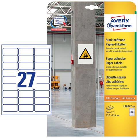 L7874-20 etichetta autoadesiva Rettangolo con angoli arrotondati Permanente Bianco 540 pz - Foto 2