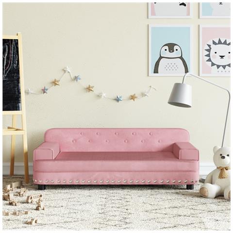 Divano Per Bambini Rosa 90x53x30 Cm In Velluto - Foto 1