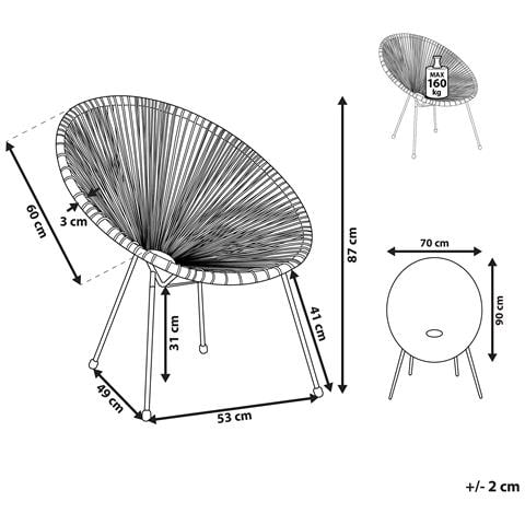 Sedia Spaghetti Rattan Grigio Chiaro Acapulco Ii - Foto 2