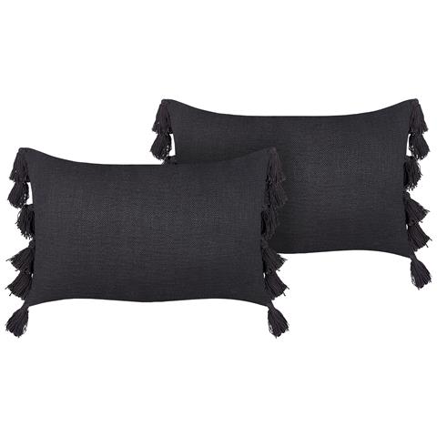 Set Di 2 Cuscini Lythrum Cotone 45 X 45 Cm Grigio Scuro Tinta Unita - Foto 7