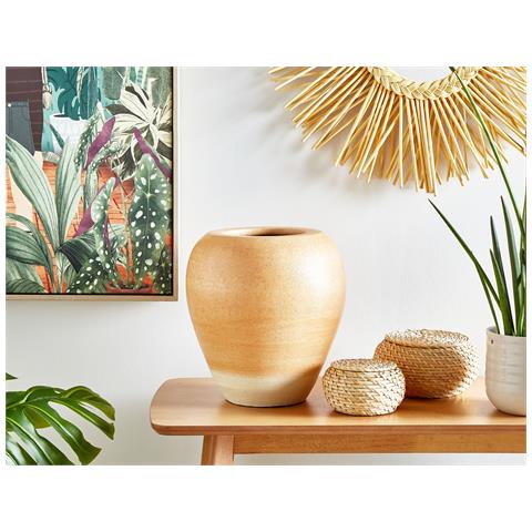 Vaso Decorativo Skione Realizzato A Mano Ceramica Marrone Chiaro - Foto 1