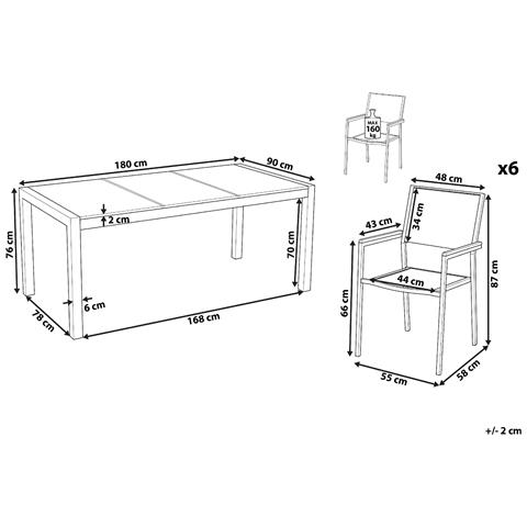 Set Da Giardino A 6 Posti Vetro Nero E Sedie Tessuto Nero 180 Cm Cosoleto /grosseto - Foto 2