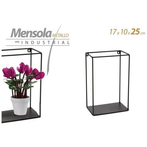 Trade Shop - Mensola Bacheca Parete Rettangolare In Metallo 17x10x25cm Nero Industrial 822179 - Foto 1