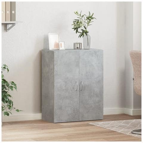 Schedario Grigio Cemento 60x32x77,5 Cm In Legno Multistrato - Foto 3