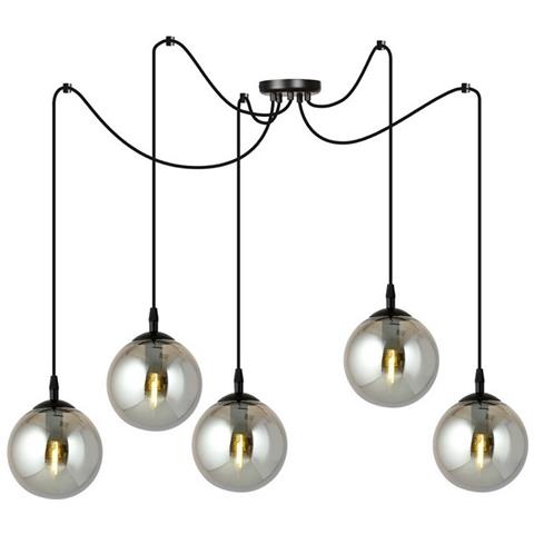 Lampada A Sospensione Gigi - Nero, Grigio - Acciaio Verniciato A Polvere, Vetro - 200x200x70 Cm - Foto 1