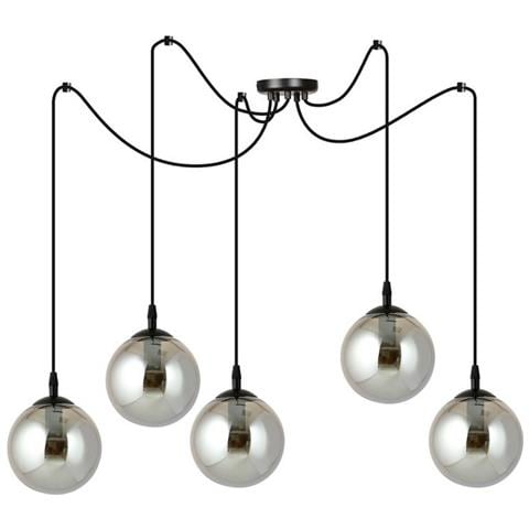 Lampada A Sospensione Gigi - Nero, Grigio - Acciaio Verniciato A Polvere, Vetro - 200x200x70 Cm - Foto 2