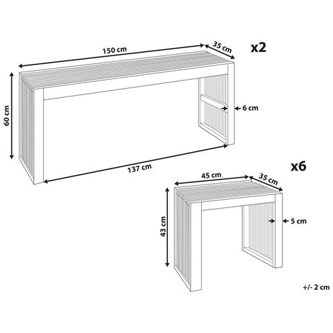 Set Da Giardino Con 2 Tavoli E 6 Sgabelli Legno Di Acacia Chiaro Bellano - Foto 2