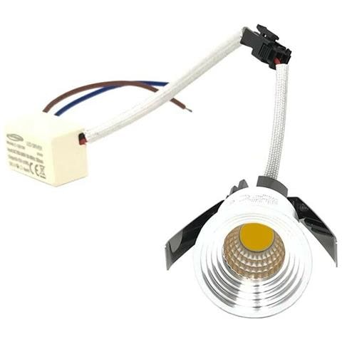 Faretto Led Cob A Incasso 3 W Mini Punto Luce Calda 3000k Bordo Bianco P29 - Foto 1