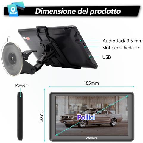 Bluetooth Navigatore Auto Con Telecamera Di Retromarcia, 7 Pollici Gps Navigatore Camion Autobus Taxi, Avviso Traffico Vocale, Limite Di Velocità, Aggiornamenti Gratuiti Delle Mappe A Vita - Foto 2