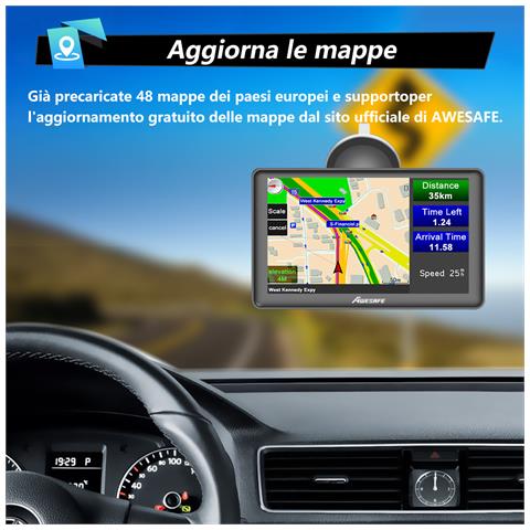 Bluetooth Navigatore Auto Con Telecamera Di Retromarcia, 7 Pollici Gps Navigatore Camion Autobus Taxi, Avviso Traffico Vocale, Limite Di Velocità, Aggiornamenti Gratuiti Delle Mappe A Vita - Foto 7