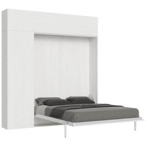 Letto Matrimoniale Kentaro Bianco Frassino Con Colonna - Pensile Vasistas - Pensile Sopra Colonna - Foto 1
