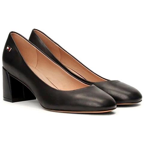 Mid Heel Block Pump High Scarpe Con Tacco Pelle Scarpe Donna Nero Eu 40, Fw0fw07716 Bds - Foto 1