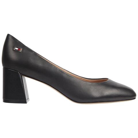 Mid Heel Block Pump High Scarpe Con Tacco Pelle Scarpe Donna Nero Eu 40, Fw0fw07716 Bds - Foto 2