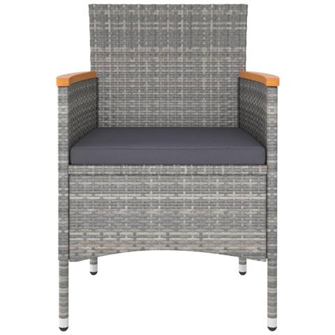 Set Bistrot da Giardino 5pz Polyrattan e Vetro Temperato Grigio - Foto 10