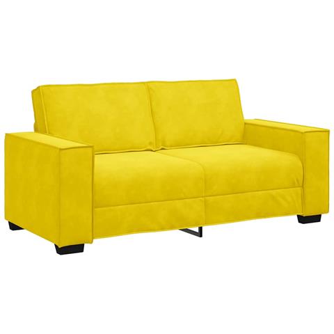 Divano a 2 Posti giallo 140 cm in Velluto - Foto 1