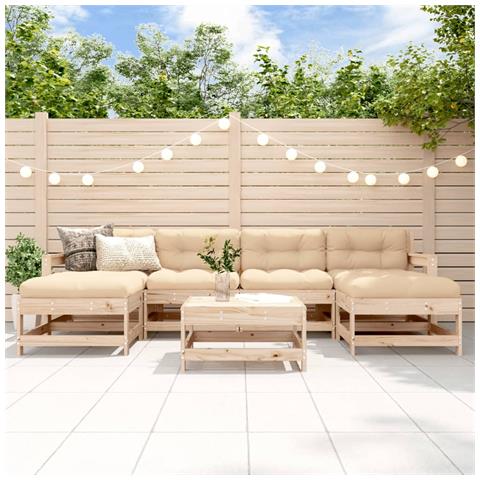 Set Salotto Da Giardino 7 Pz In Legno Massello Di Pino - Foto 1