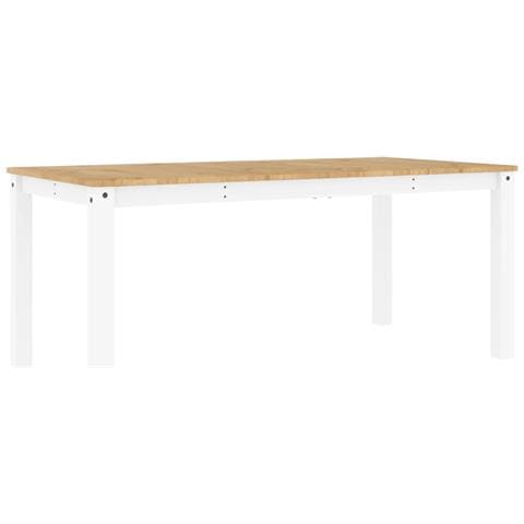 Tavolo Da Pranzo Panama Bianco 180x90x75 Cm Legno Massello Pino - Foto 2