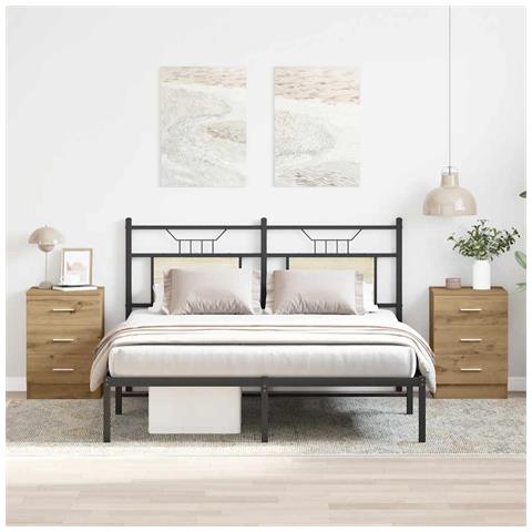 Comodini 2 Pz Rovere Artigianale 38x35x55 Cm Legno Multistrato - Foto 3