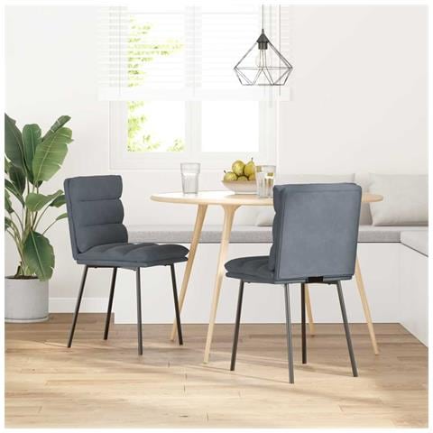 Sedie Da Pranzo 2 Pz Grigio Scuro In Velluto - Foto 2