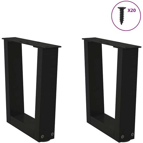 Gambe Per Tavolo Da Pranzo A V 2 Pz Nero 40x(30-31,3)cm Acciaio - Foto 3