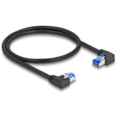 Cavo di rete RJ45 Cat. 6A S /FTP angolato destro /sinistro 0,5 m nero - Foto 1