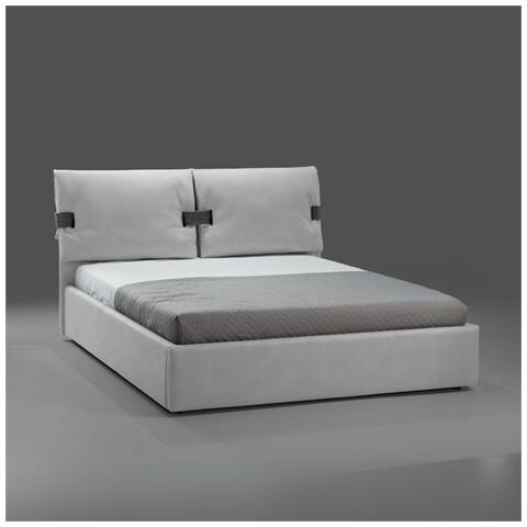 Letto Matrimoniale Contenitore Grenoble In Tessuto Barrel 80 Grigio Ghiaccio Con Particolari Barrel 97 Antracite - Foto 1