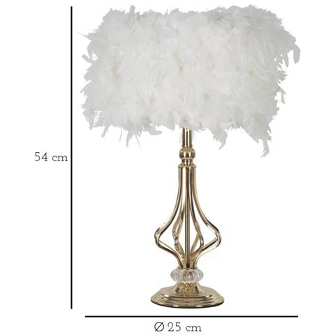 Lampada Da Tavolo Piume 5 - Bianco - Metallo - 25x25x54 Cm - Foto 6