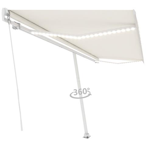 Lusso Casadino -  Tenda Da Sole Retrattile Manuale Con Led 500x300 Cm Crema - Foto 2