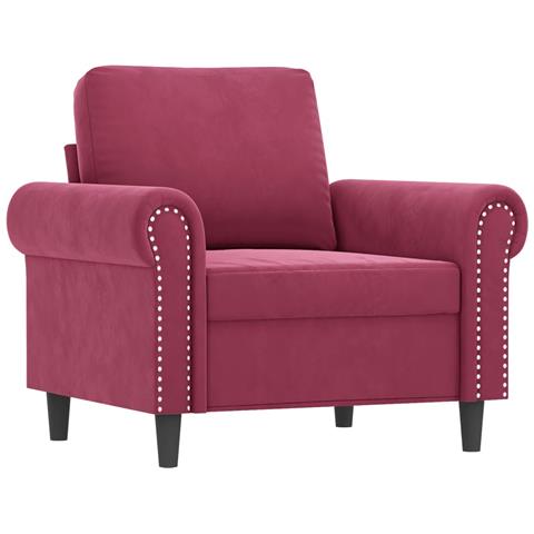 Set Di Divani 3 Pz Con Cuscini Rosso Vino In Velluto - Foto 2