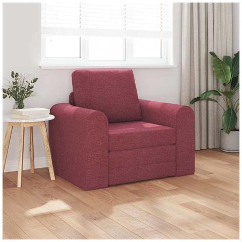 Divano Letto 2-in-1 Rosso Borgogna 98x71x83 cm Tessuto - Foto 2