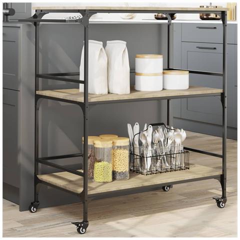 Carrello da Cucina Rovere Sonoma 100,5x50x105 cm - Foto 2